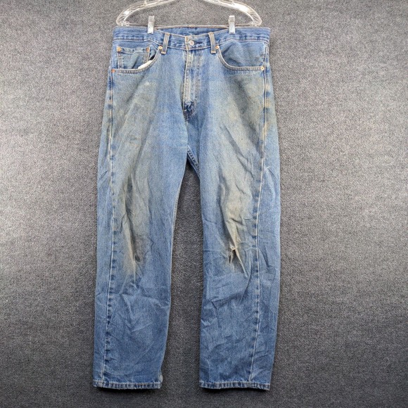 Levi's 505 Men's Straight Jeans Blue 36x30 5-Pocket Medium Wash Cotton - Picture 2 of 13